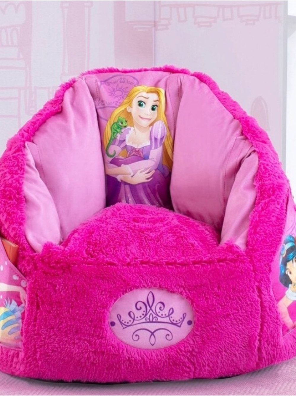 Disney Pink Plush Kids Chair with Rapunzel Graphic